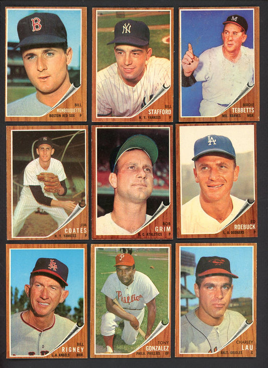 1962 Topps Set Lot 47 Diff High Numbers EX-MT Grim Rigney Tebbetts 555520