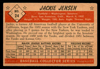 1953 Bowman Color Baseball #024 Jackie Jensen Senators VG-EX 555565