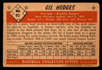 1953 Bowman Color Baseball #092 Gil Hodges Dodgers VG 555572