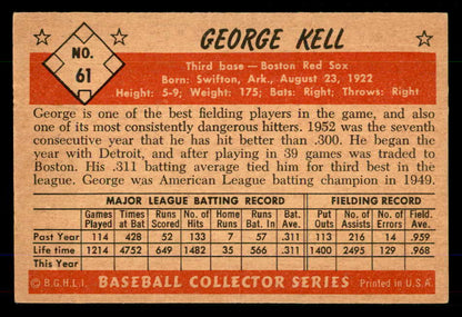 1953 Bowman Color Baseball #061 George Kell Red Sox EX+/EX-MT 555575