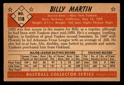 1953 Bowman Color Baseball #118 Billy Martin Yankees GD-VG 555578