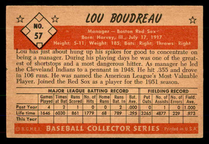 1953 Bowman Color Baseball #057 Lou Boudreau Red Sox VG-EX 555586