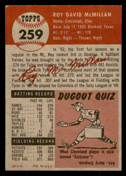 1953 Topps Baseball #259 Roy McMillan Reds EX+/EX-MT 555615