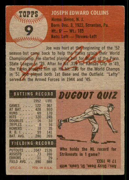 1953 Topps Baseball #009 Joe Collins Yankees EX 555622