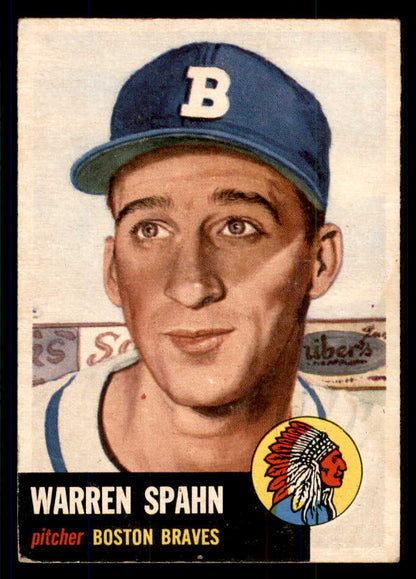 1953 Topps Baseball #147 Warren Spahn Braves VG-EX 555626