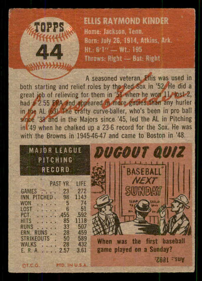 1953 Topps Baseball #044 Ellis Kinder Red Sox VG-EX 555646