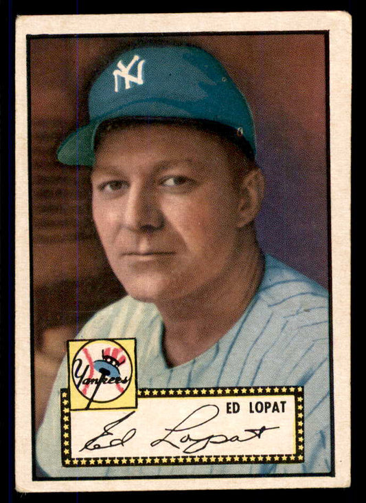 1952 Topps Baseball #057 Eddie Lopat Yankees VG-EX Black 555677