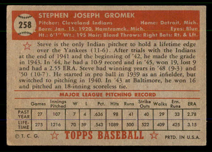 1952 Topps Baseball #258 Steve Gromek Indians VG-EX 555700