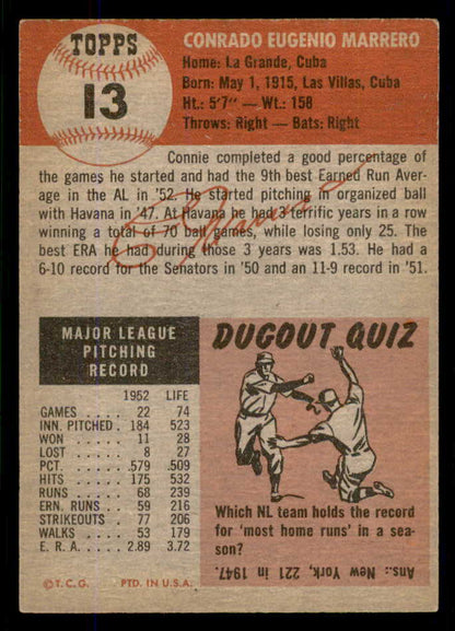 1953 Topps Baseball #013 Connie Marrero Senators EX-MT 555763