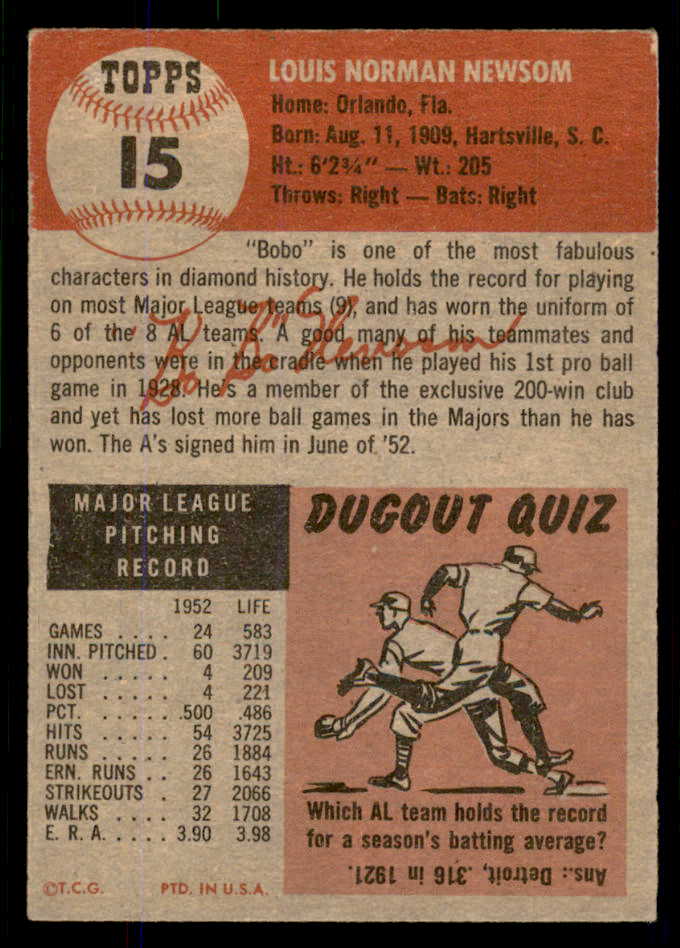 1953 Topps Baseball #015 Bobo Newsom A's EX-MT 555765