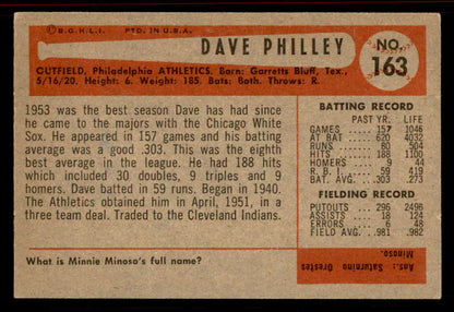1954 Bowman Baseball #163 Dave Philley A's EX-MT Trade 555807