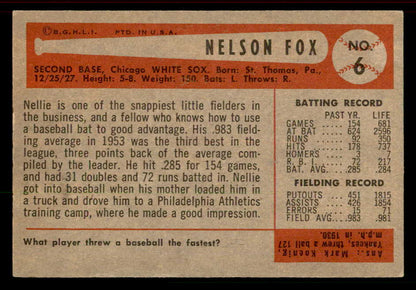 1954 Bowman Baseball #006 Nellie Fox White Sox EX-MT 555824