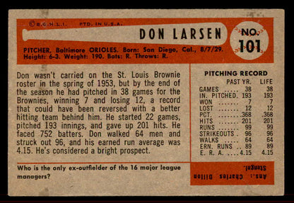 1954 Bowman Baseball #101 Don Larsen Orioles EX-MT 555831