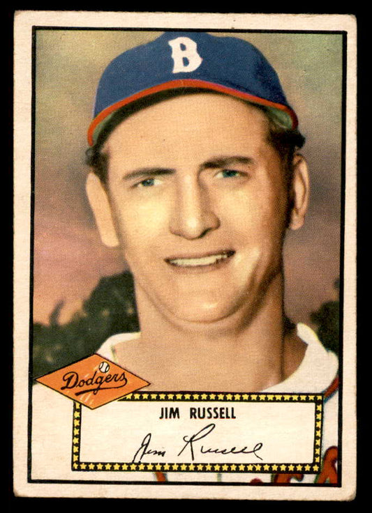 1952 Topps Baseball #051 Jim Russell Dodgers VG-EX Red 555857
