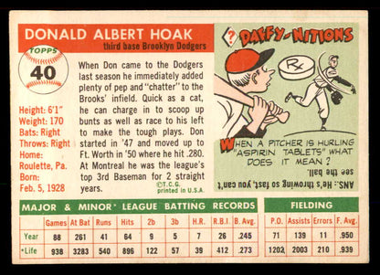 1955 Topps Baseball #040 Don Hoak Dodgers VG-EX 555859