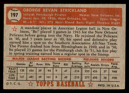 1952 Topps Baseball #197 George Strickland Pirates VG-EX 555898