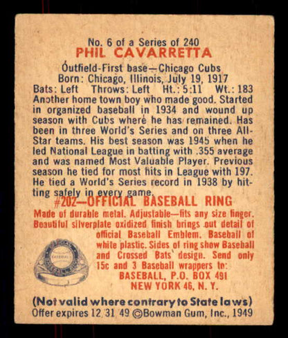 1949 Bowman Baseball #006 Phil Cavarretta Cubs EX-MT 555922