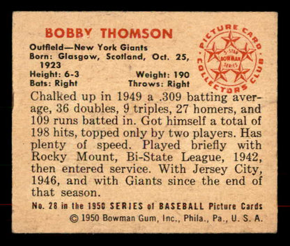 1950 Bowman Baseball #028 Bobby Thomson Giants EX 556048