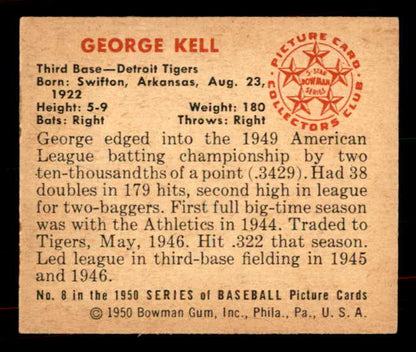 1950 Bowman Baseball #008 George Kell Tigers EX+/EX-MT 556052