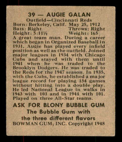 1948 Bowman Baseball #039 Augie Galan Reds VG-EX 556118