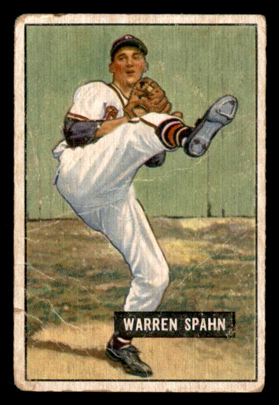 1951 Bowman Baseball #134 Warren Spahn Braves Good 556316
