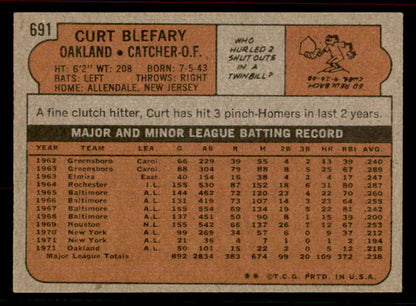 1972 Topps Baseball #691 Curt Blefary A's EX-MT 556337