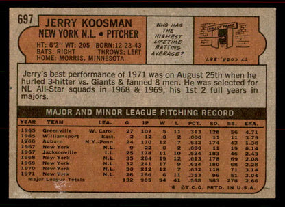1972 Topps Baseball #697 Jerry Koosman Mets EX-MT 556340