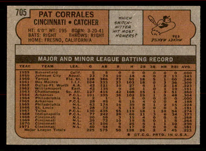 1972 Topps Baseball #705 Pat Corrales Reds EX-MT 556344
