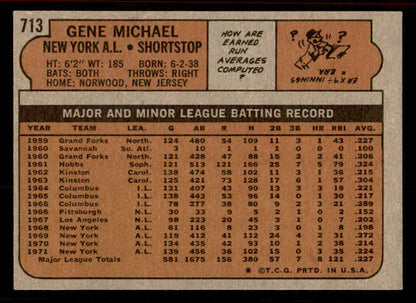 1972 Topps Baseball #713 Gene Michael Yankees EX-MT 556349