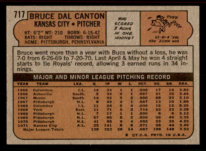 1972 Topps Baseball #717 Bruce Dal Canton Royals EX-MT 556351