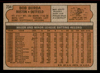 1972 Topps Baseball #734 Bob Burda Red Sox EX-MT 556362