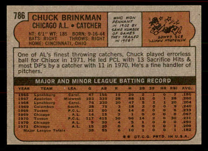 1972 Topps Baseball #786 Chuck Brinkman White Sox EX-MT 556409