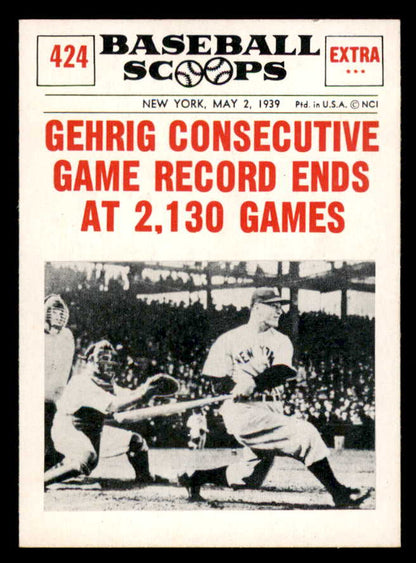 1961 Nu Card Scoops #424 Lou Gehrig Yankees EX-MT 556411