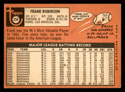 1969 Topps Baseball #250 Frank Robinson Orioles VG 556418
