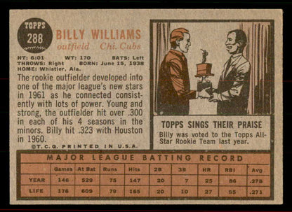 1962 Topps Baseball #288 Billy Williams Cubs EX 556449