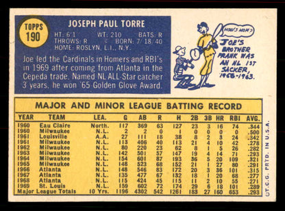 1970 Topps Baseball #190 Joe Torre Cardinals EX-MT 556466