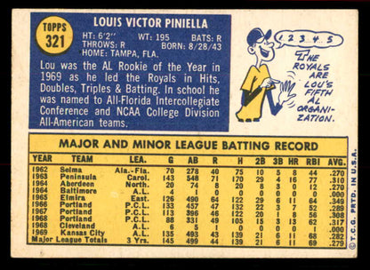 1970 Topps Baseball #321 Lou Piniella Royals EX-MT 556467