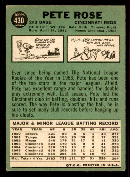 1967 Topps Baseball #430 Pete Rose Reds VG-EX 556470