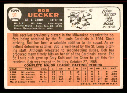 1966 Topps Baseball #091 Bob Uecker Cardinals VG-EX Trade 556483