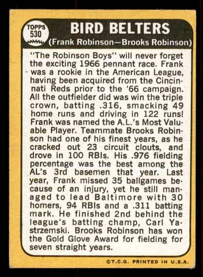 1968 Topps Baseball #530 Brooks Robinson Frank Robinson EX-MT 556502