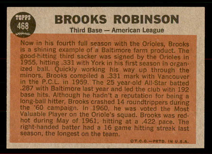 1962 Topps Baseball #468 Brooks Robinson A.S. Orioles NR-MT 556504
