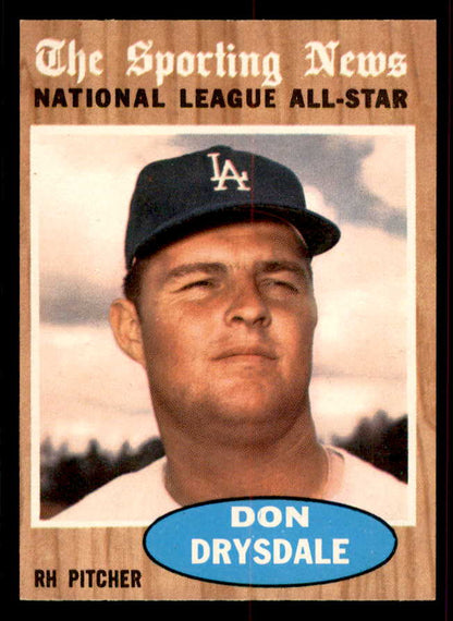 1962 Topps Baseball #398 Don Drysdale A.S. Dodgers NR-MT 556510