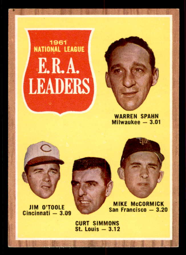 1962 Topps Baseball #056 N.L. ERA Leaders Warren Spahn EX 556526