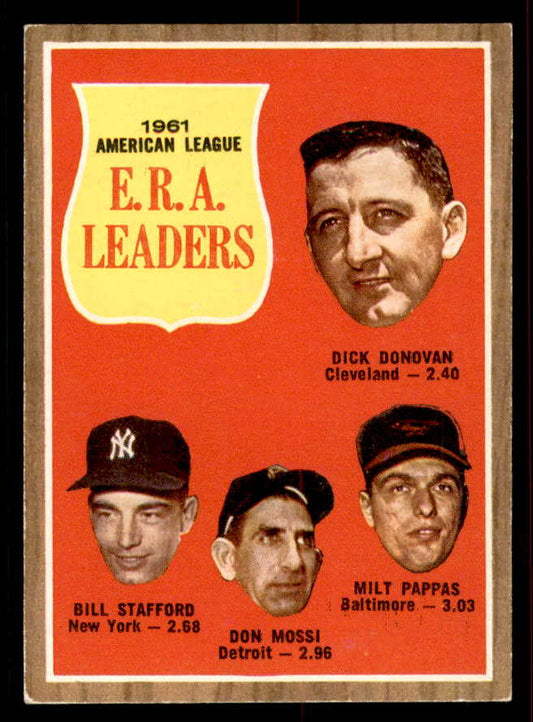 1962 Topps Baseball #055 A.L. ERA Leaders Milt Pappas EX 556527