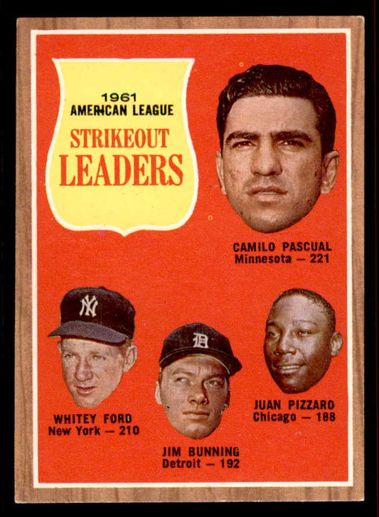 1962 Topps Baseball #059 A.L. Strike Out Leaders Whitey Ford EX-MT 556599