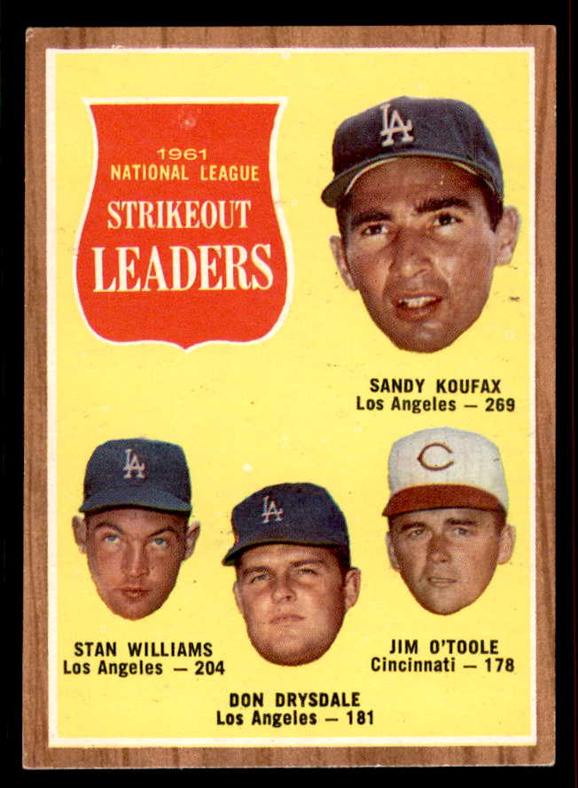 1962 Topps Baseball #060 N.L. Strike Out Leaders Sandy Koufax EX-MT 556605