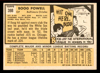 1963 Topps Baseball #398 Boog Powell Orioles EX-MT 556617