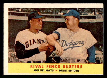 1958 Topps Baseball #436 Willie Mays Duke Snider VG-EX 556621