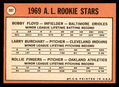 1969 Topps Baseball #597 Rollie Fingers A's EX+/EX-MT 556628