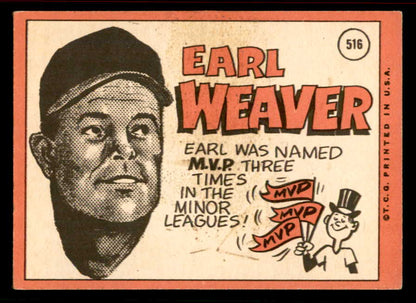 1969 Topps Baseball #516 Earl Weaver Orioles VG-EX 556631